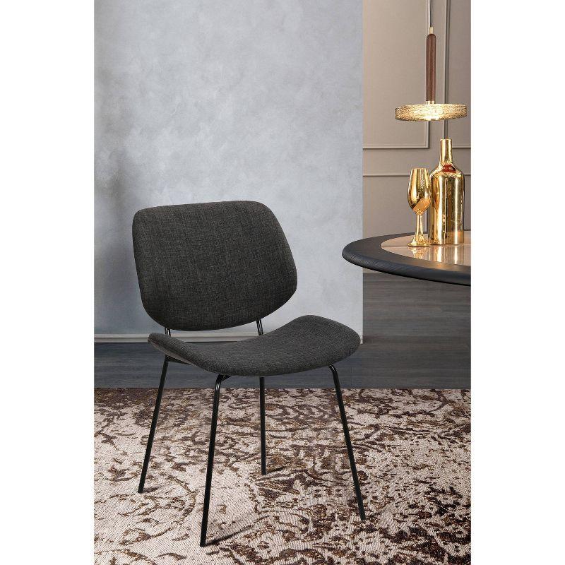 Quest Modern Dining Accent Chair: Armen Living, Soft Fabric, Metal Legs, Floor Protector