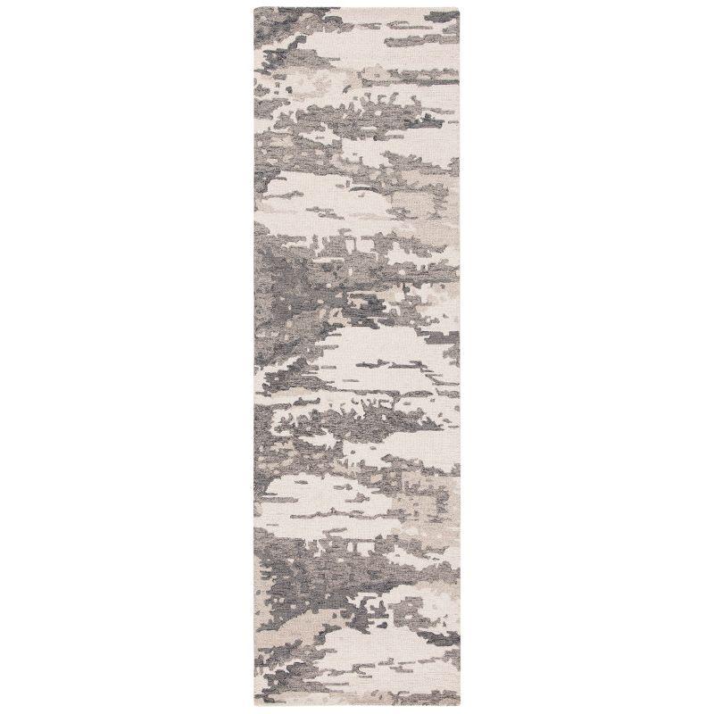 Charcoal & Ivory Abstract Hand-Tufted Wool Rug - 2'3" x 4'