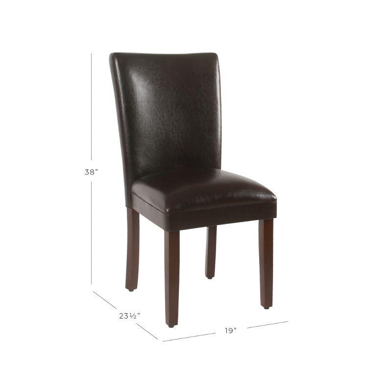 Modern Brown Faux Leather Parsons Side Chair with Wood Legs