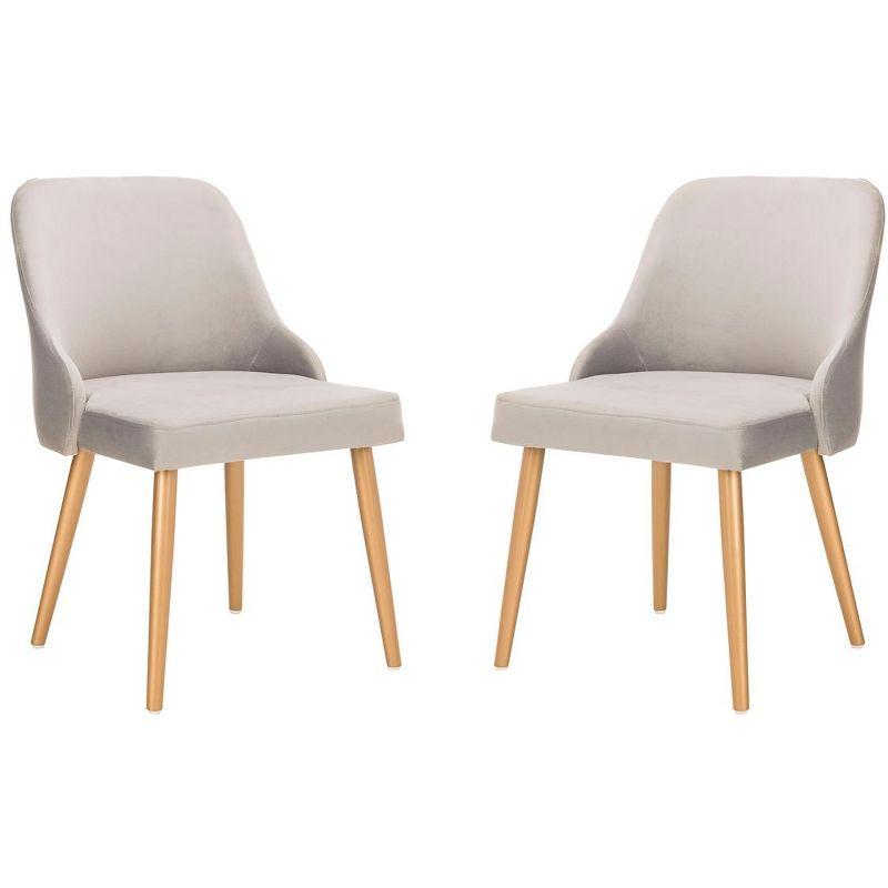 Lulu Upholstered Dining Chair (Set of 2) - Grey/Gold - Safavieh