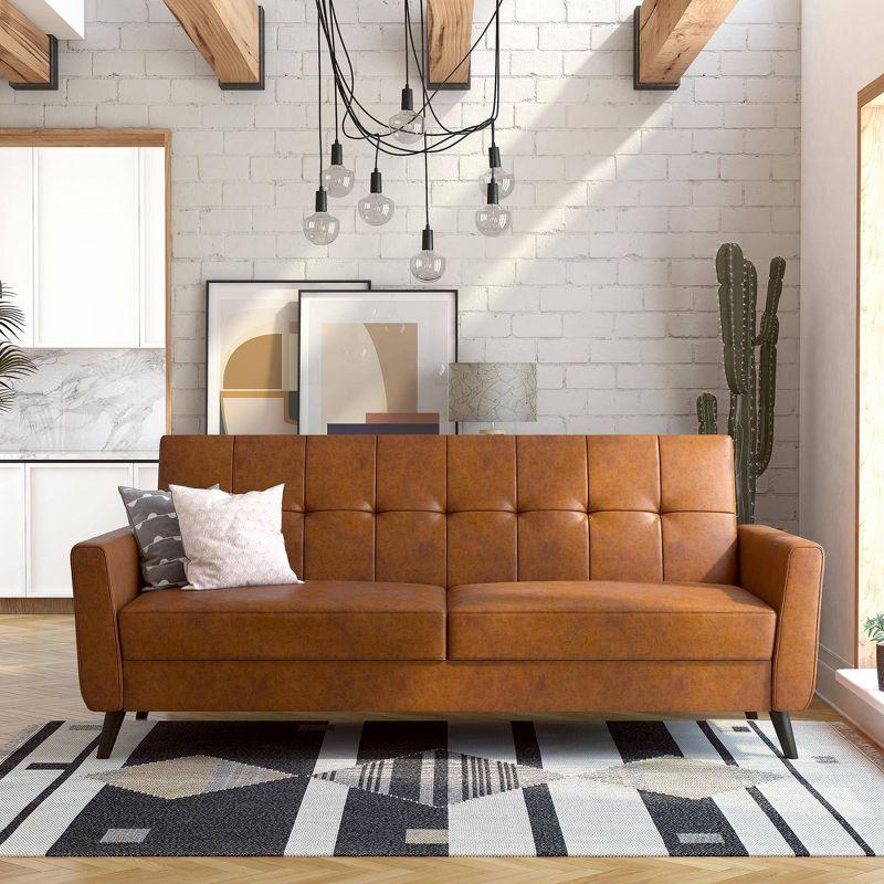 Dorel Home Products Parker Faux Leather Futon with Storage Camel