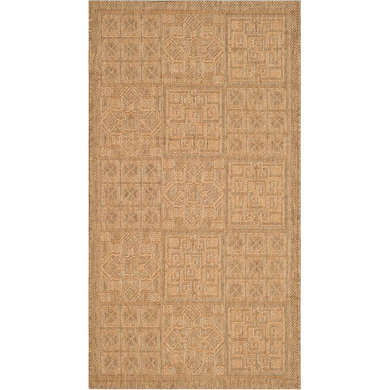 Gold and Natural Flat Woven Synthetic Indoor/Outdoor Rug