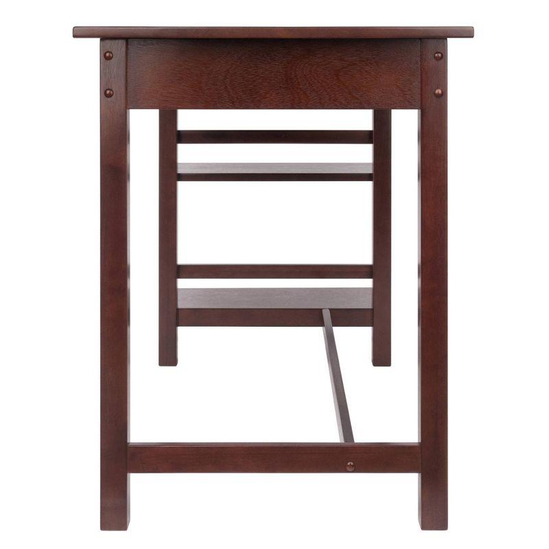 Velda Writing Desk Walnut - Winsome: Hardwood & MDF, Side Shelves, Modern Style