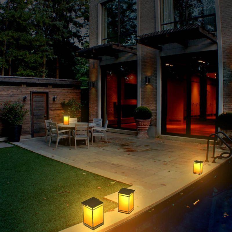 8" LED Solar Portable Outdoor Lantern with Flame - Techko Maid: Waterproof, Weather-Resistant Lighting