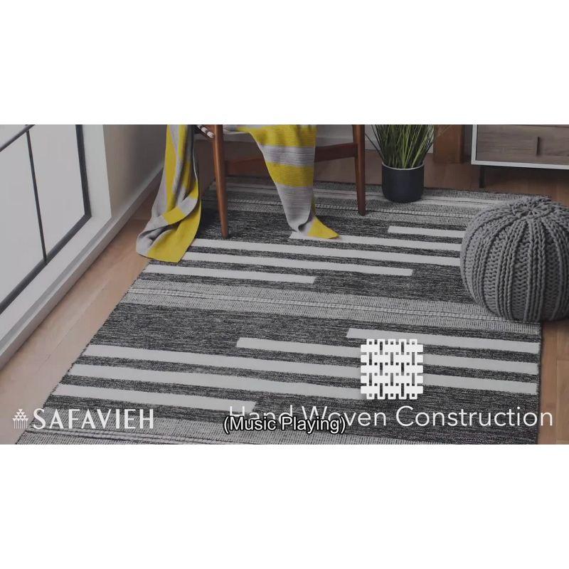 Striped Kilim STK506 Hand Woven Area Rug - Ivory/Black - 7'x7' - Safavieh.