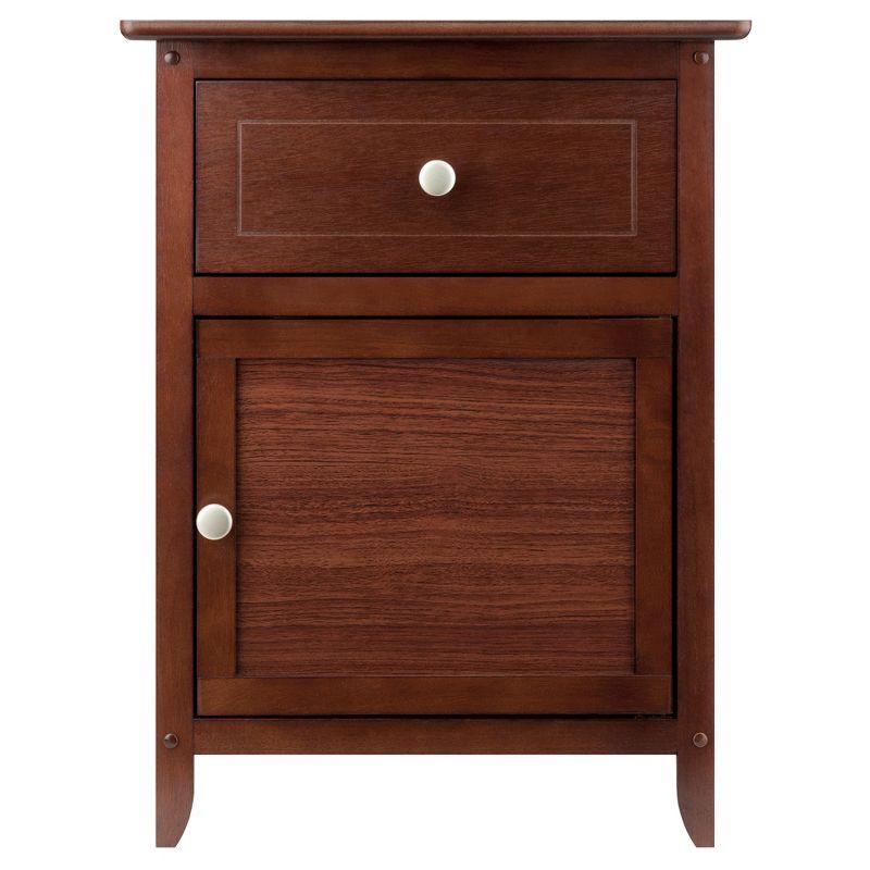 Eugene Nightstand Walnut - Winsome: Sturdy Wood, Cabinet Storage, Beveled Top