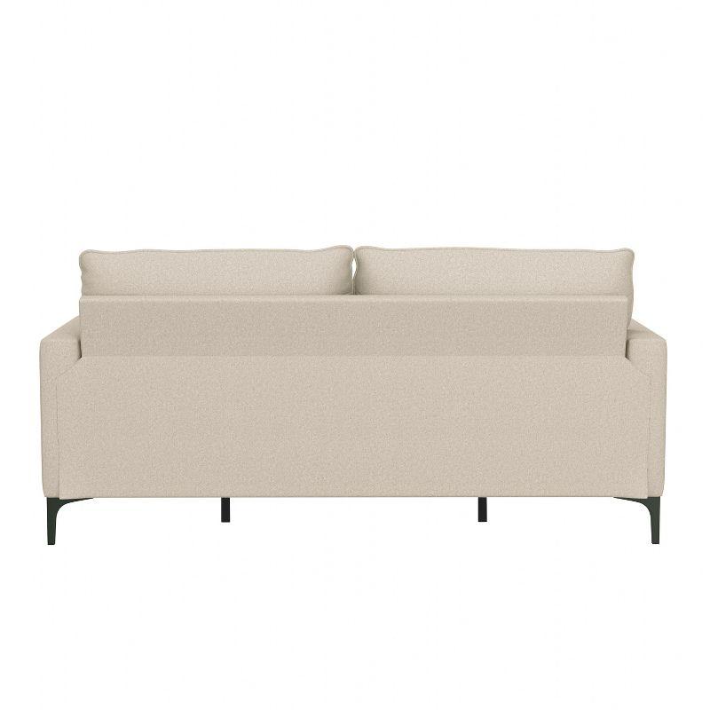 Oatmeal Fabric 66.5'' Sofa with Removable Cushions and Wood Accents