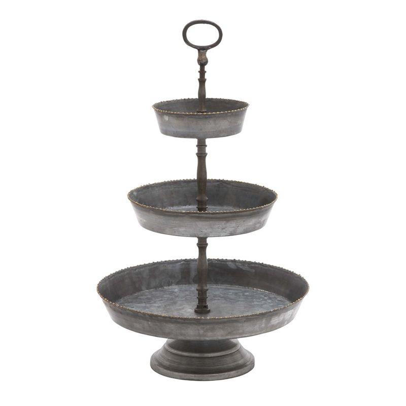 Tiered Serving Tray - Black/Silver - Olivia & May: Metal 3 Tier Stand for Desserts, Farmhouse Style Decor, Easy to Clean