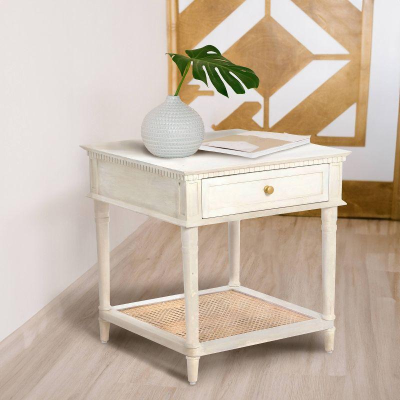 Storied Home Maxwelton End Table White: Square Acacia & MDF, Adult Assembly Required