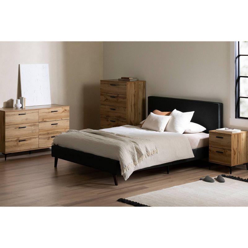 South Shore Queen Complete Bed Gray Matte/Charcoal: Laminated MDF Headboard, No Box Spring Needed