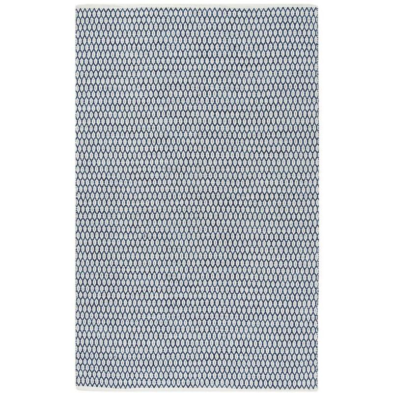 Off-White Geometric Flat Woven Wool Cotton Area Rug