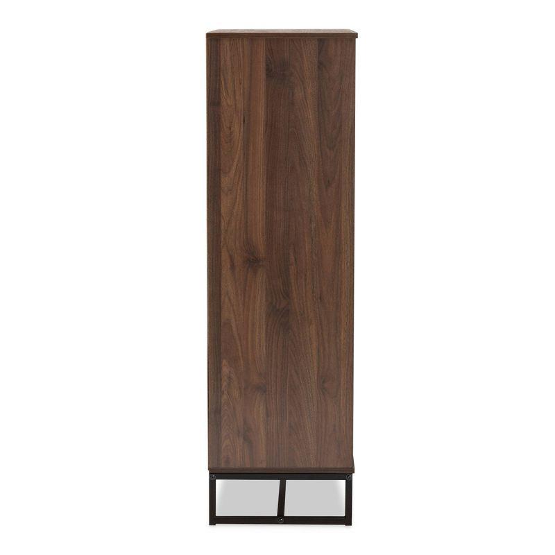 Neil Wood and Metal Storage Cabinet Brown/Black - Baxton Studio: Modern Accent Furniture with Fixed Shelves, 2 Drawers