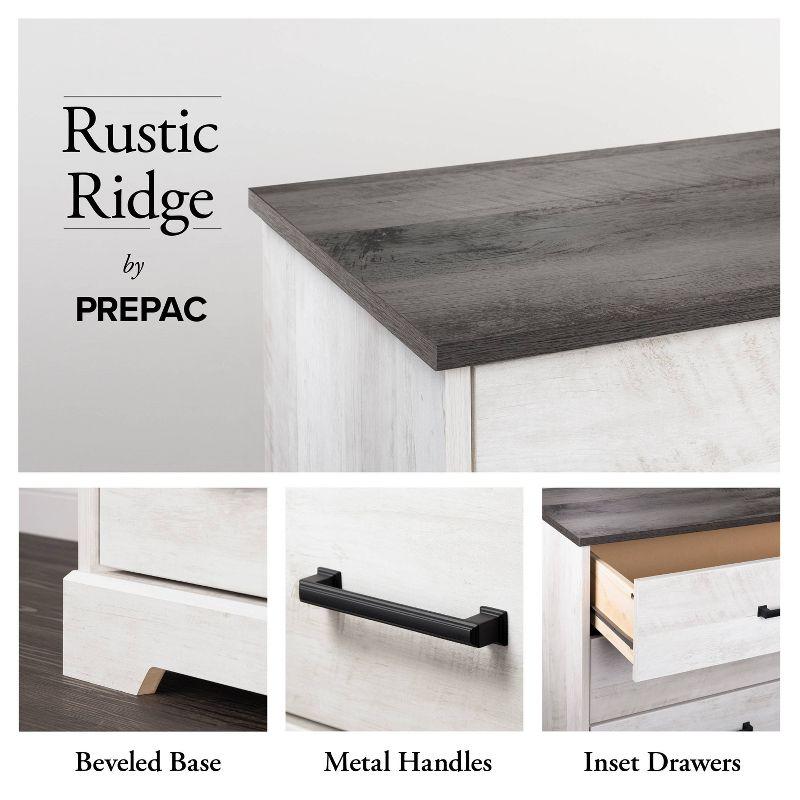 Prepac Rustic Ridge Farmhouse 6 Drawer Bedroom Dresser Washed White