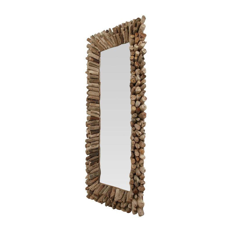 Storied Home Big Driftwood Framed Wall Mirror Natural: Coastal-Inspired, Rectangular, Wood & Glass, 24"x52.5"