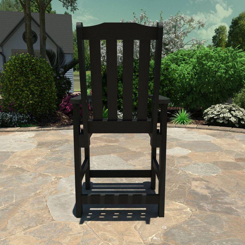 Elegant Lehigh Black Poly Resin Outdoor Counter Height Armchair