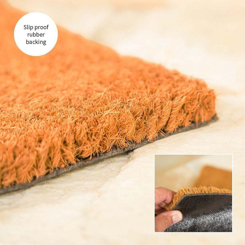 Evergreen 16 x 28 Inches Welcome Door Mat | Non-Slip Rubber Backing | Dirt catching Natural Coir | Indoor and Outdoor Home Decor