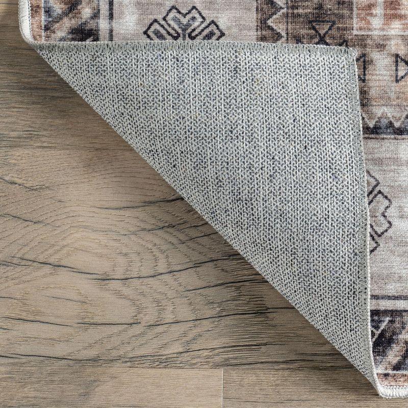 Nuloom Evelina Medallion 6x9 Spill Proof Machine Washable Indoor Area Rug for Living Room Bedroom Dining Room Kitchen, Light Orange/Ivory