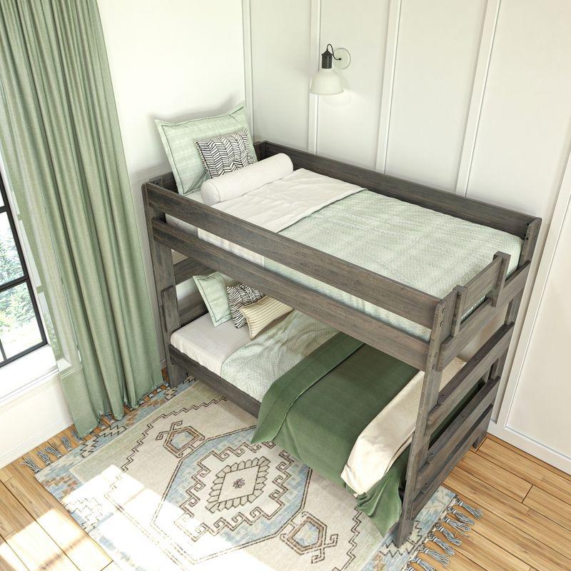 Max & Lily Twin over Twin Bunk Bed, Farmhouse Solid Wood Bunk Beds for Kids, Driftwood