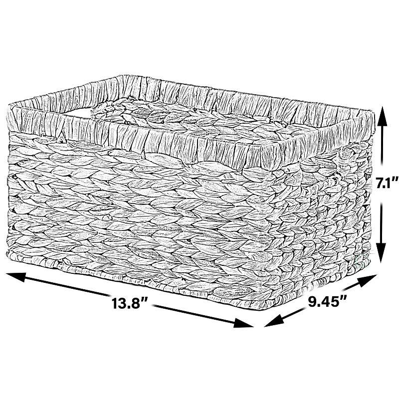 Vintiquewise Natural Woven Water Hyacinth Wicker Rectangular Storage Bin Basket with Handles, Medium