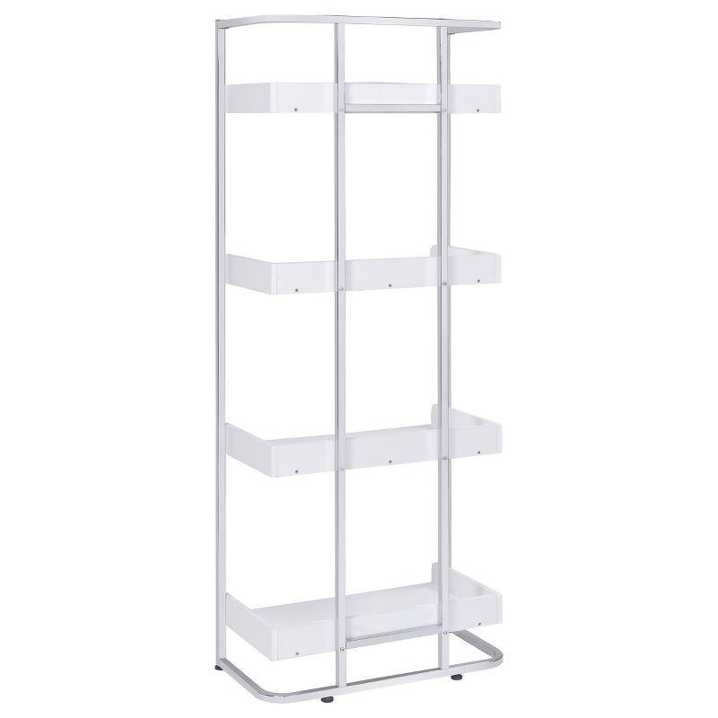 67.5" Ember 4 Shelf Bookcase White High Gloss - Coaster: Laminated, Modern Style, Includes Anti-Tip Hardware