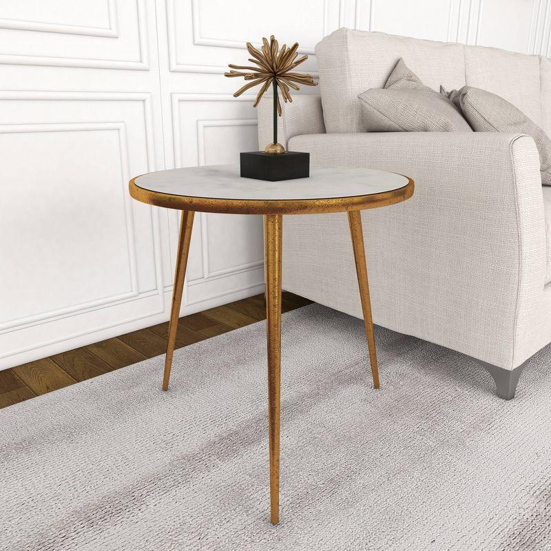 Contemporary Marble Accent Table Gold - Olivia & May: Indoor Use, Splayed Legs, Modern Style