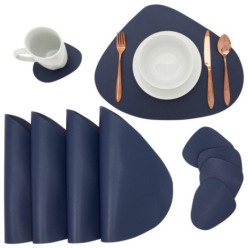 Juvale Set of 4 Wedge Placemats for Round Dining Tables with Matching Coasters, 8 Pieces, Blue