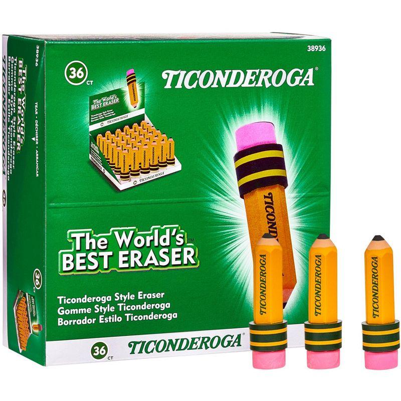 Ticonderoga Pencil-Shaped Erasers, Yellow, Pack of 36