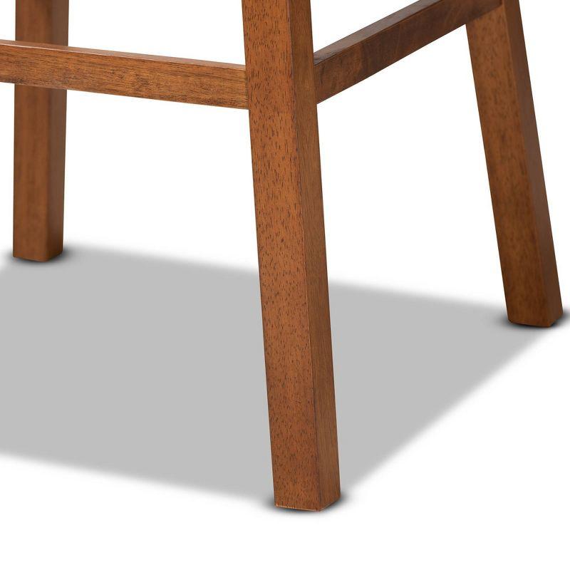 2pc Gradisca Tan Wood Swivel Barstool Set Brown - Baxton Studio: Upholstered, Nailhead Trim, Rectangle Shape