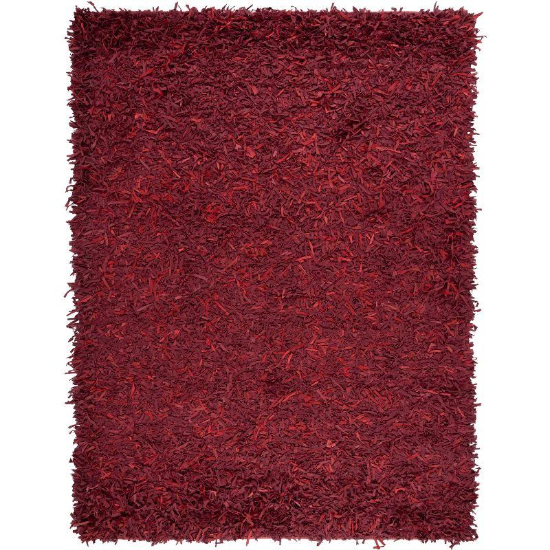 Hand-Knotted Red Leather Shag 8' x 10' Area Rug