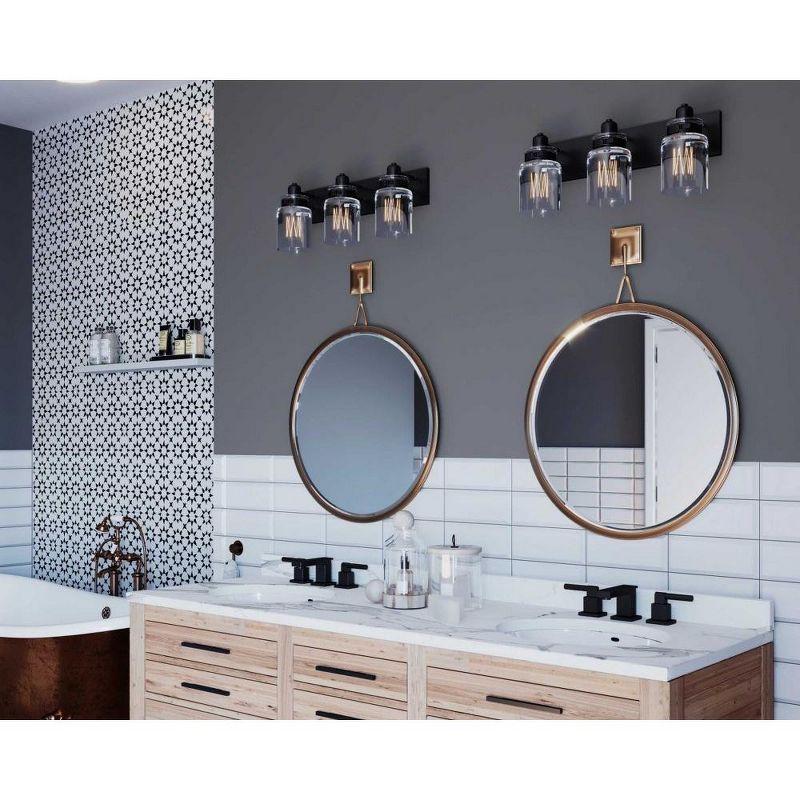 Progress Lighting Calhoun Collection 3-Light Bath & Vanity Wall Light, Brushed Nickel, Clear Glass Shade