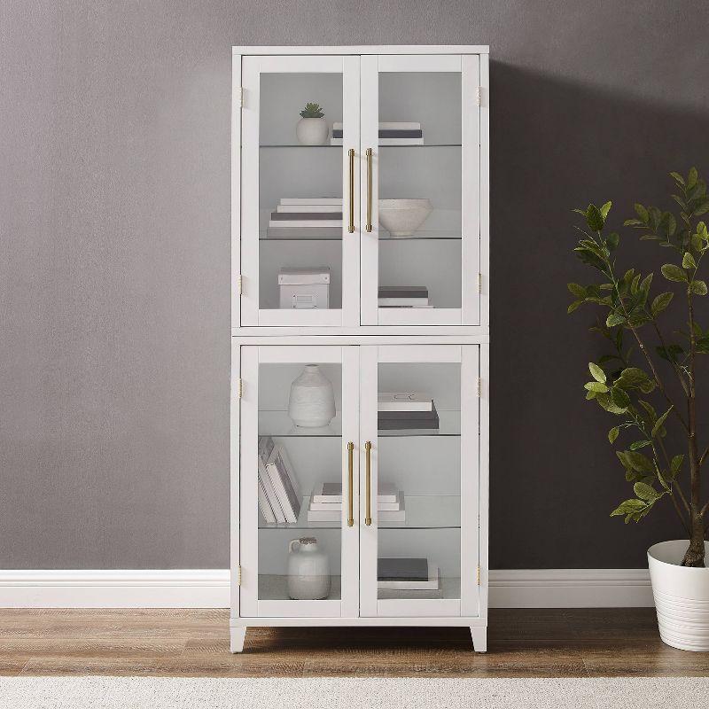 Crosley 70" Roarke Glass Door Kitchen Pantry Storage Cabinet White