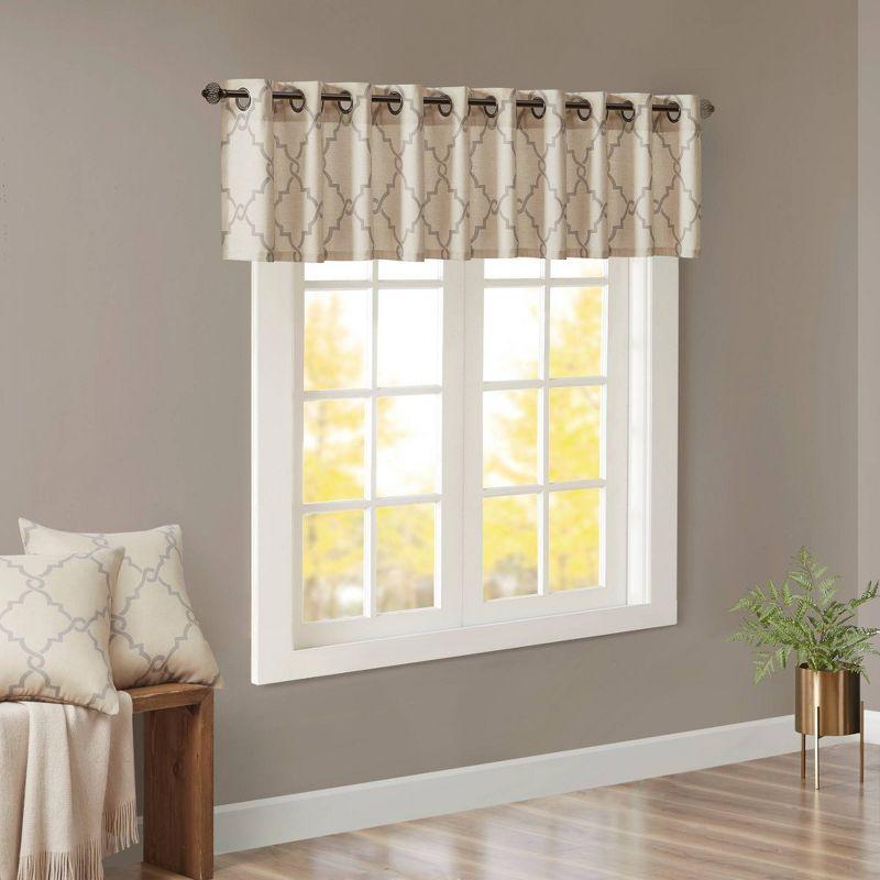 Saratoga Fretwork Print Grommet Top Window Valance