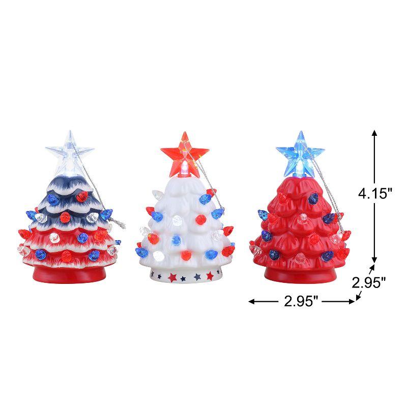 Set of 3 Mini Nostalgic Ceramic Patriotic Trees