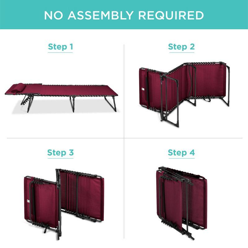 Best Choice Products Patio Chaise Lounge Chair, Outdoor Portable Adjustable Pool Recliner w/ Pillow - Wine Red