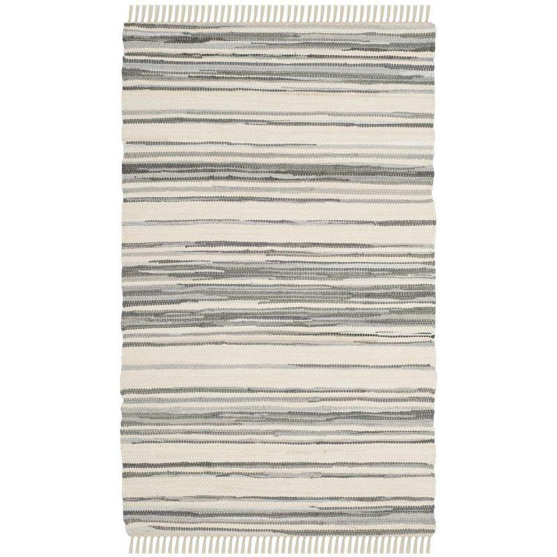 Rag Rug RAR126 Hand Woven Indoor Accent Rug - Ivory/Grey - 2'x3' - Safavieh.