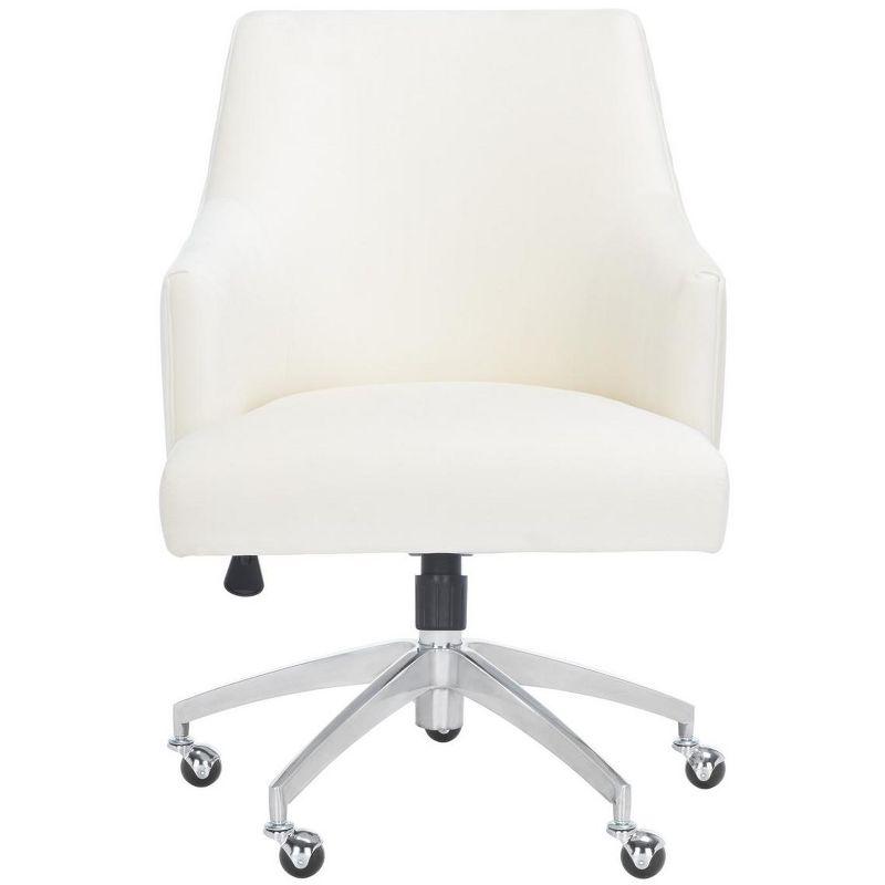 Cream Velvet Office Chair with Silver Base and Fixed Arms