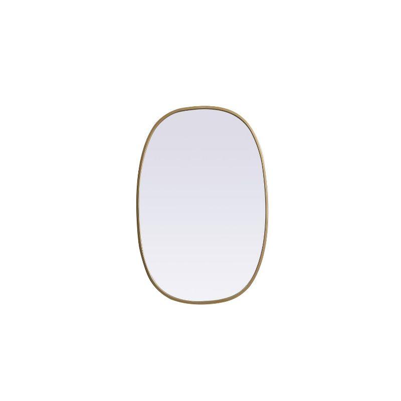 Elegant Lighting Metal Frame Oval Mirror 20x30 Inch in Brass