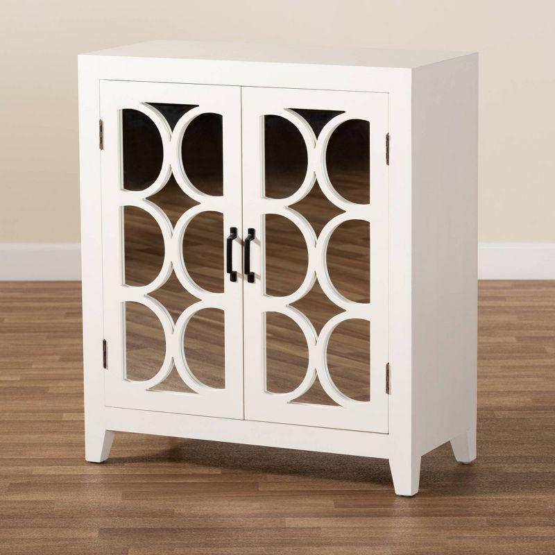 Garcelle Wood & Mirrored Glass 2 Door Sideboard White - Baxton Studio: Chic Credenza Buffet, 30x35" Cupboard