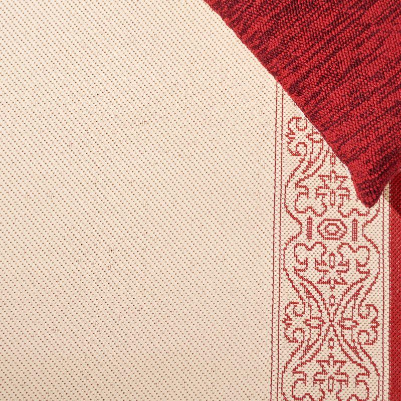 Courtyard CY2099 Power Loomed Indoor/Outdoor Area Rug - Natural/Red - 6'7"x6'7" - Safavieh.