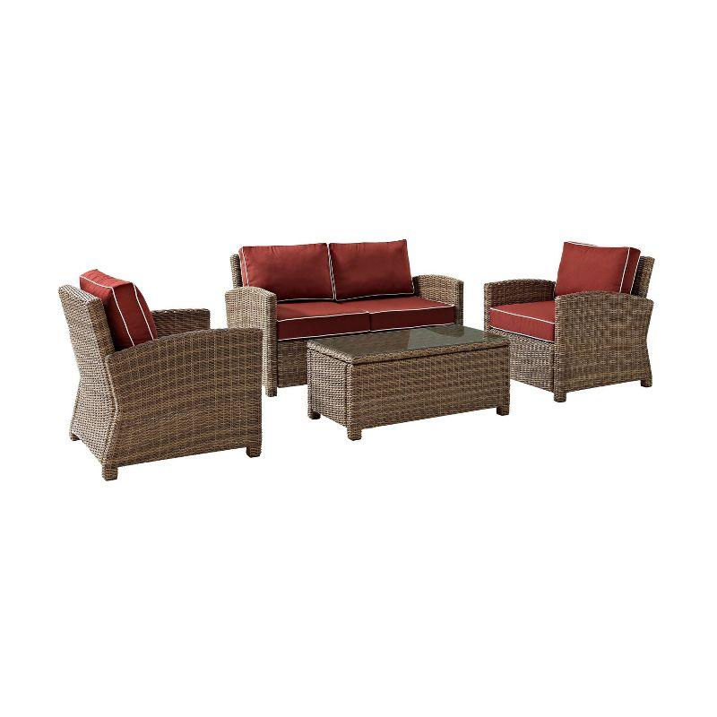 Bradenton 4-Piece Red Wicker Patio Sofa Set with Steel Frame