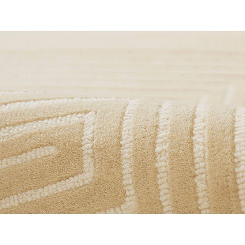 Momeni 3'6"x5'6" Simba Geometric Handtufted Area Rug Beige: Wool, Medium Pile, Abstract Pattern, Indoor Use