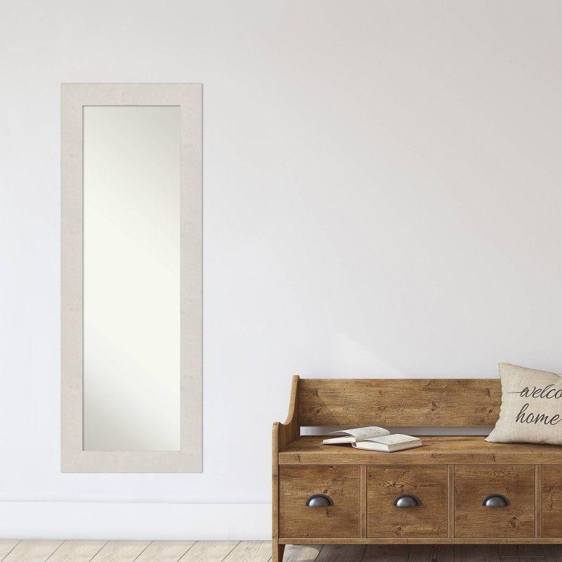 20" x 54" Non-Beveled Rustic Plank White Full Length on The Door Mirror - Amanti Art: Includes Hanging Hardware