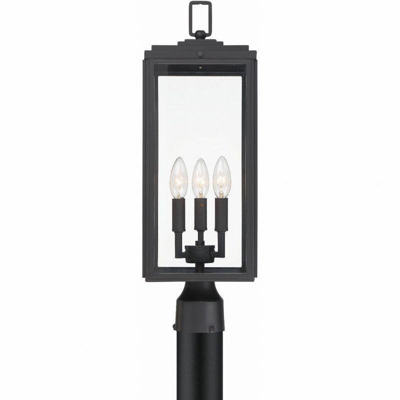 Byron Matte Black Steel Outdoor Post Lantern with Clear Glass