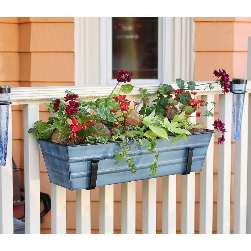 Achla Designs 22" Galvanized Steel Wrought Iron Outdoor Planter with Wall Brackets Light Blue