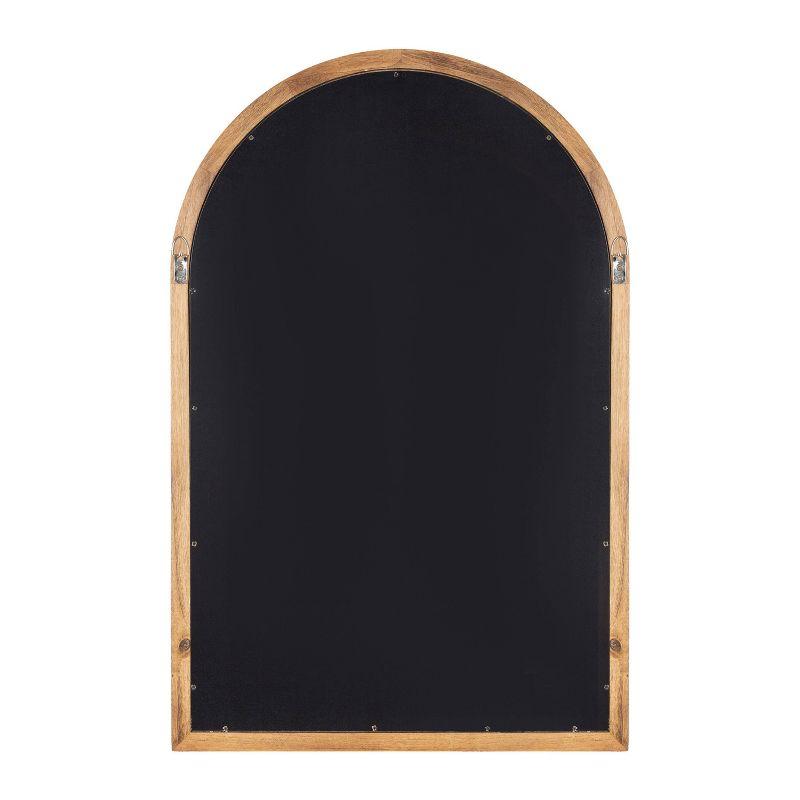 Rustic Brown Arched Wood Wall Mirror for Bathroom Vanity