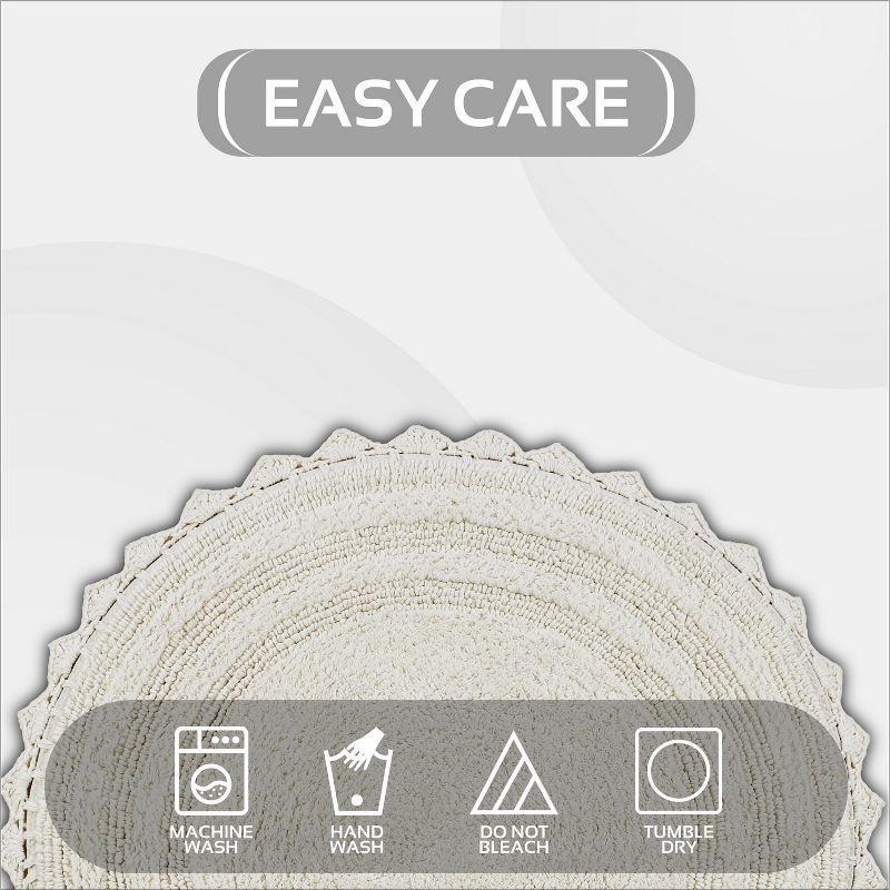 Better Trends Lilly Crochet 100% Cotton Tufted Reversible Bath Rug 30" Round - Ivory