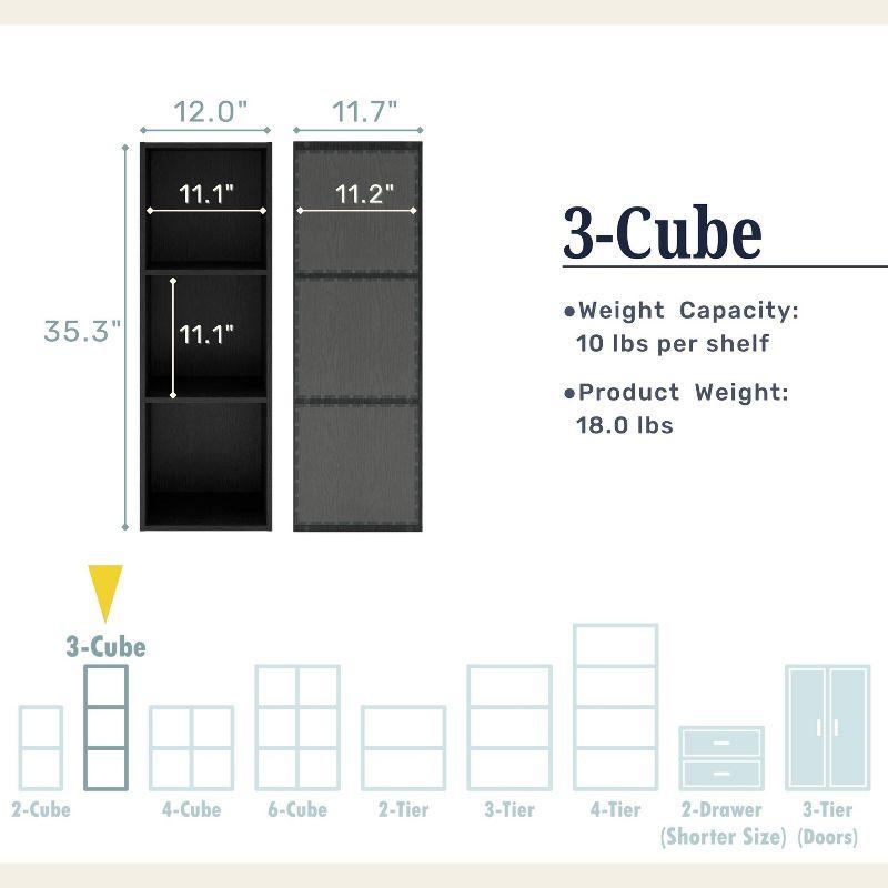 24/7 Shop At Home 35.3" Silkpath Modern 3 Cube Stackable and Modular Bookcase Greige