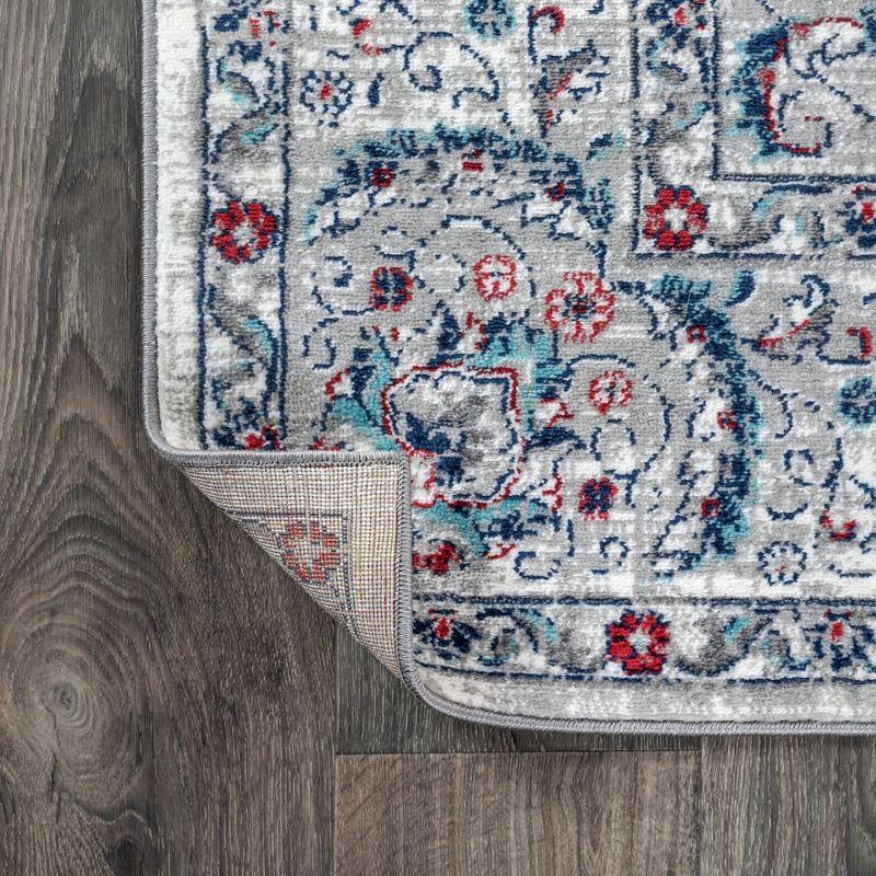 Elegant Persian-Inspired 3' x 5' Gray Synthetic Area Rug