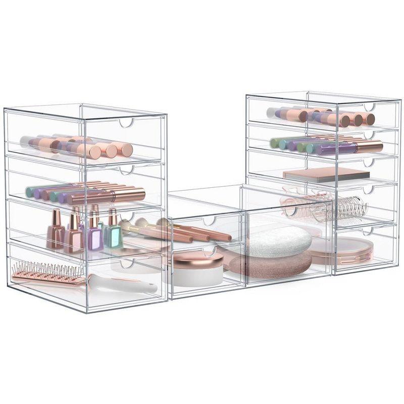 Sorbus Clear 12 Drawers Acrylic Makeup Organizer 3 Pcs Stackable Set