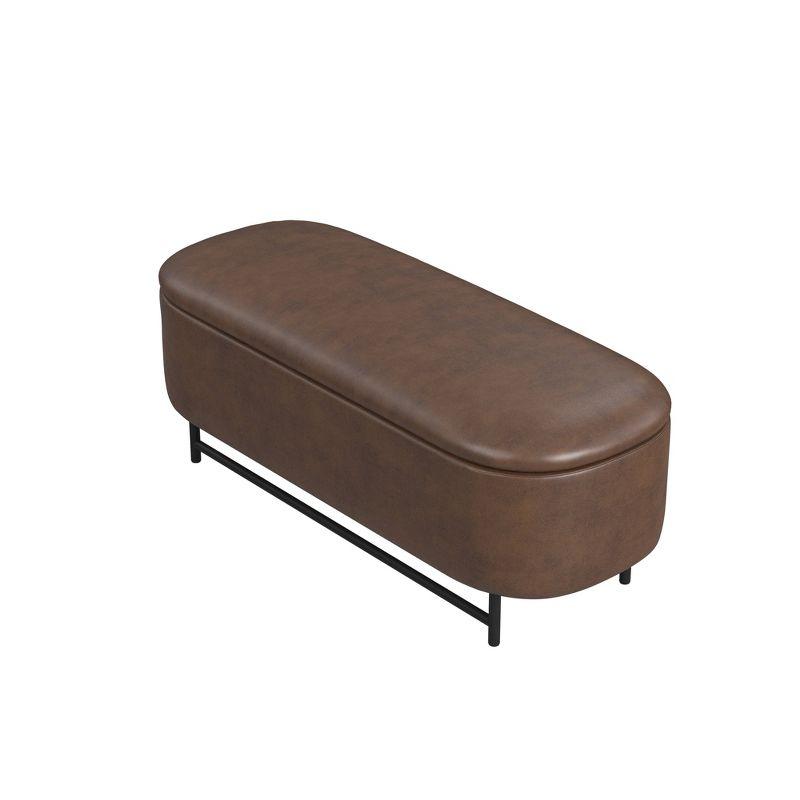 Homepop Ellipse Storage Bench With Metal Legs - Brown